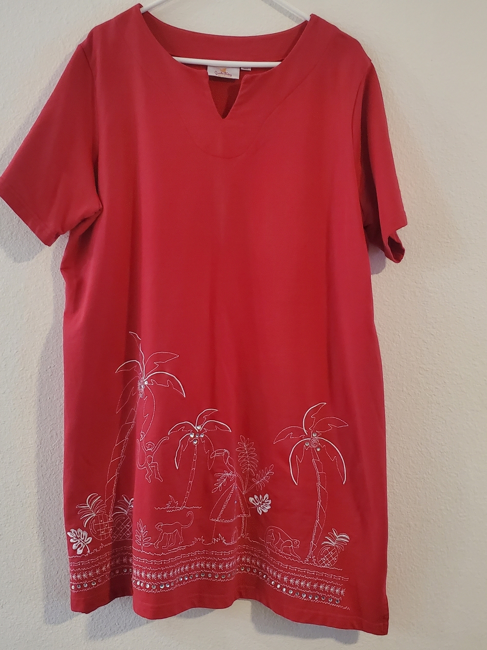Quacker Factory Coral Dress With Hawaiian Graphics Size 2X